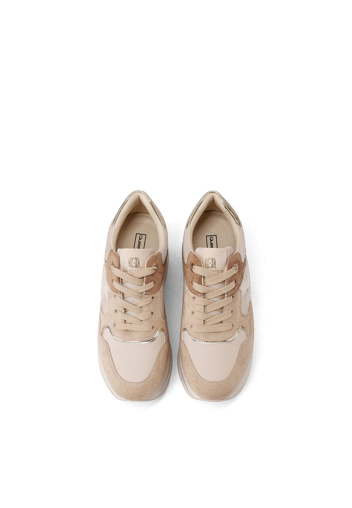 Sneaker da donna in microfibra multicolor con suola platform alta e punta tonda