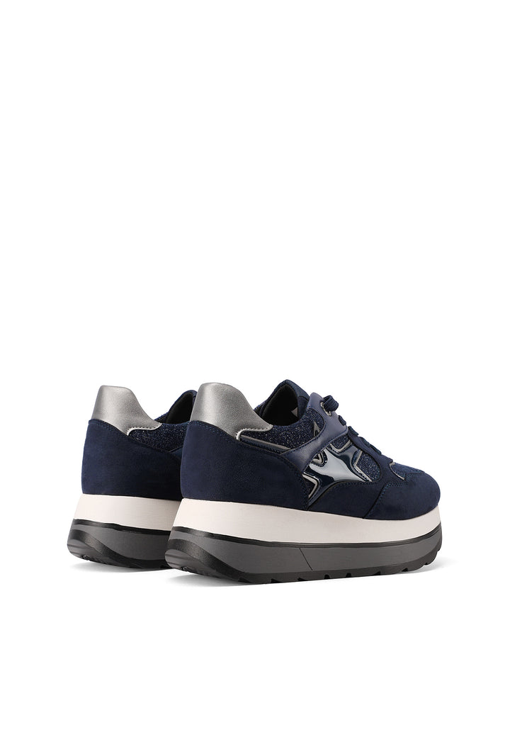 Sneaker da donna in microfibra multicolor con suola platform alta e punta tonda