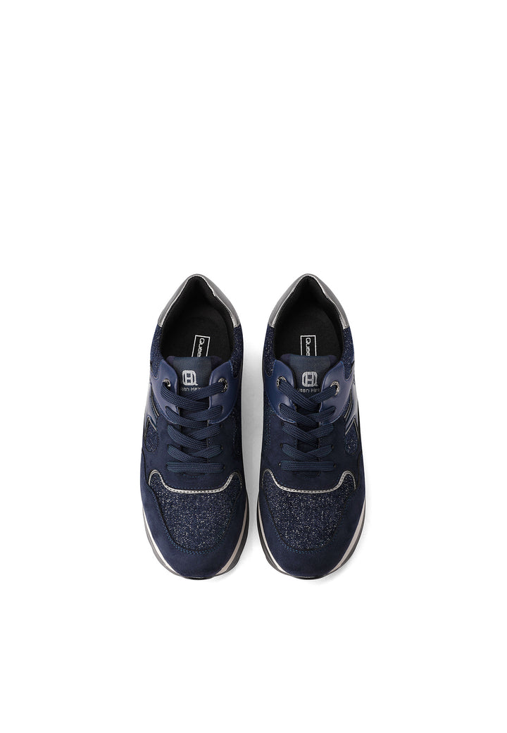Sneaker da donna in microfibra multicolor con suola platform alta e punta tonda