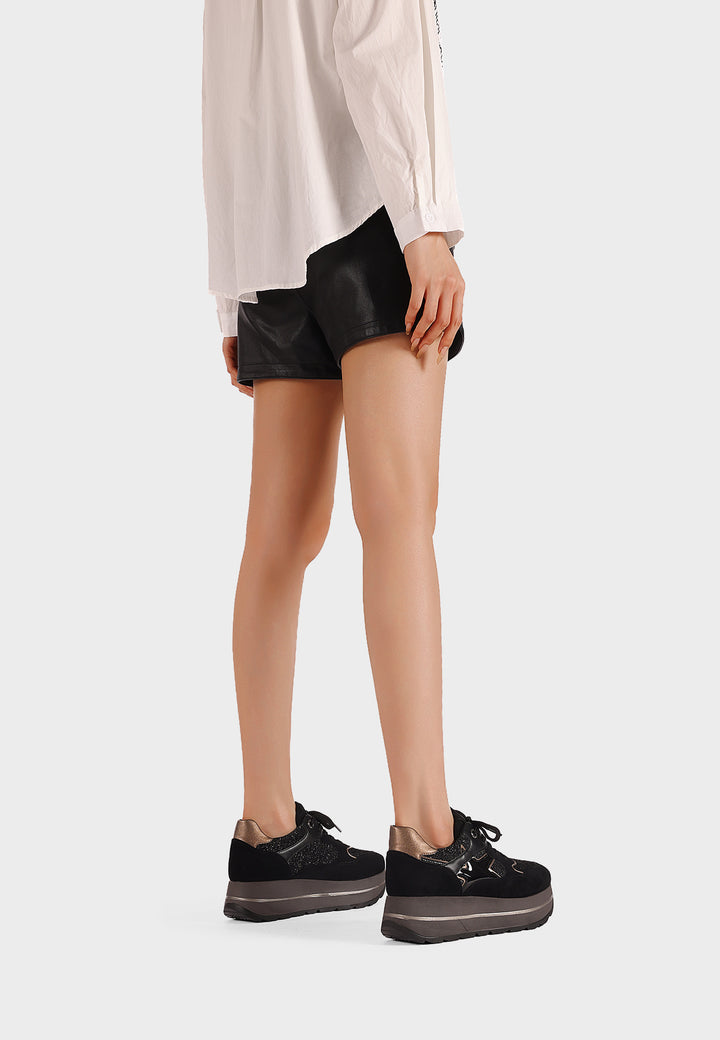 Sneaker da donna in microfibra multicolor con suola platform alta e punta tonda