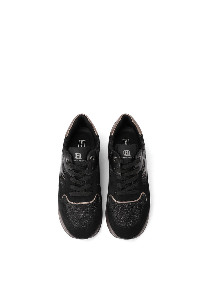 Sneaker da donna in microfibra multicolor con suola platform alta e punta tonda