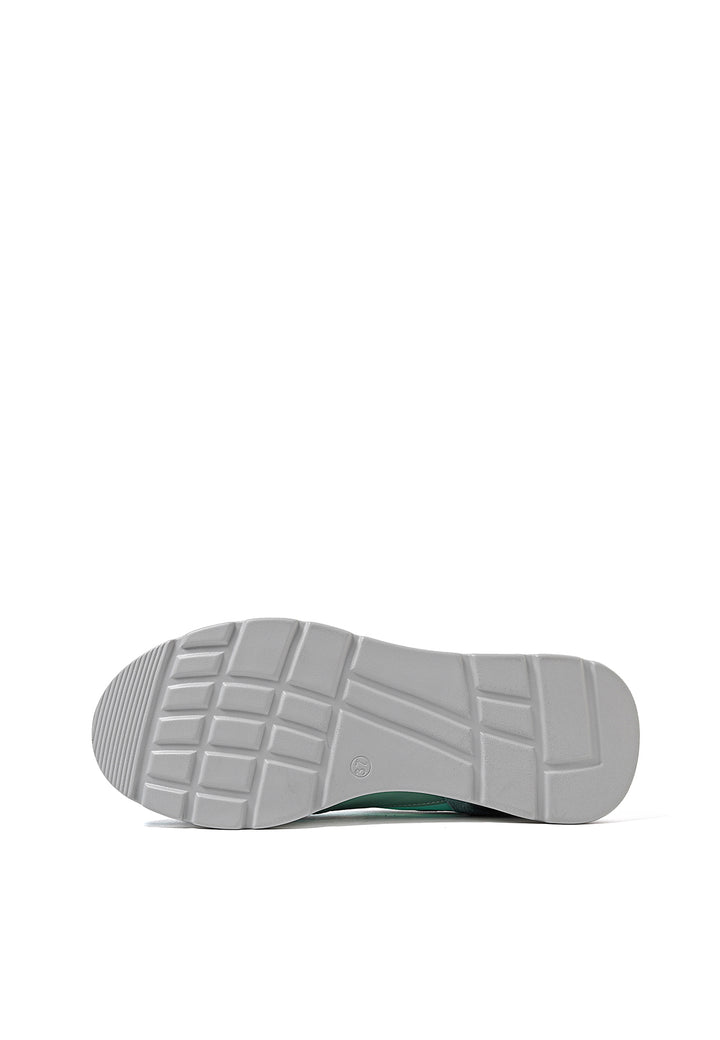 Sneakers stringate in vera pelle con suola alta colore verde