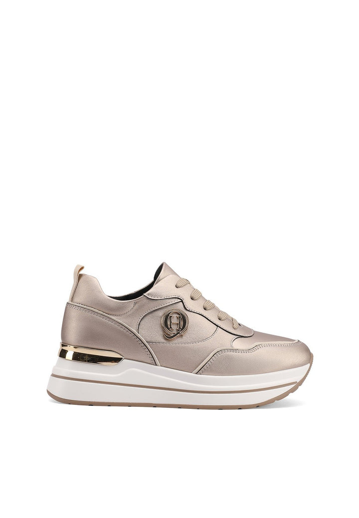 sneakers bronzo da donna con suola alta