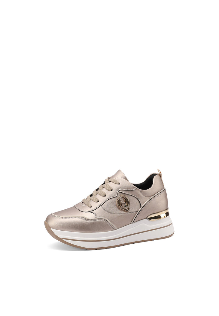 sneakers bronzo da donna con suola alta