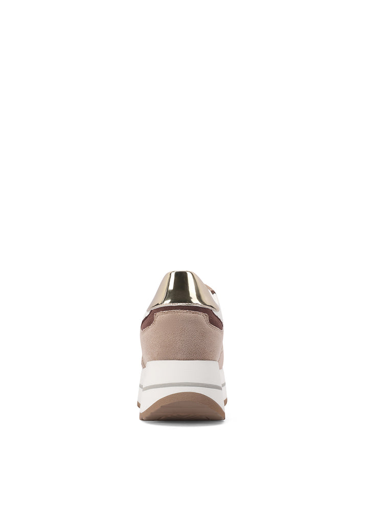 sneakers da donna con suola alta e lacci. Colore beige