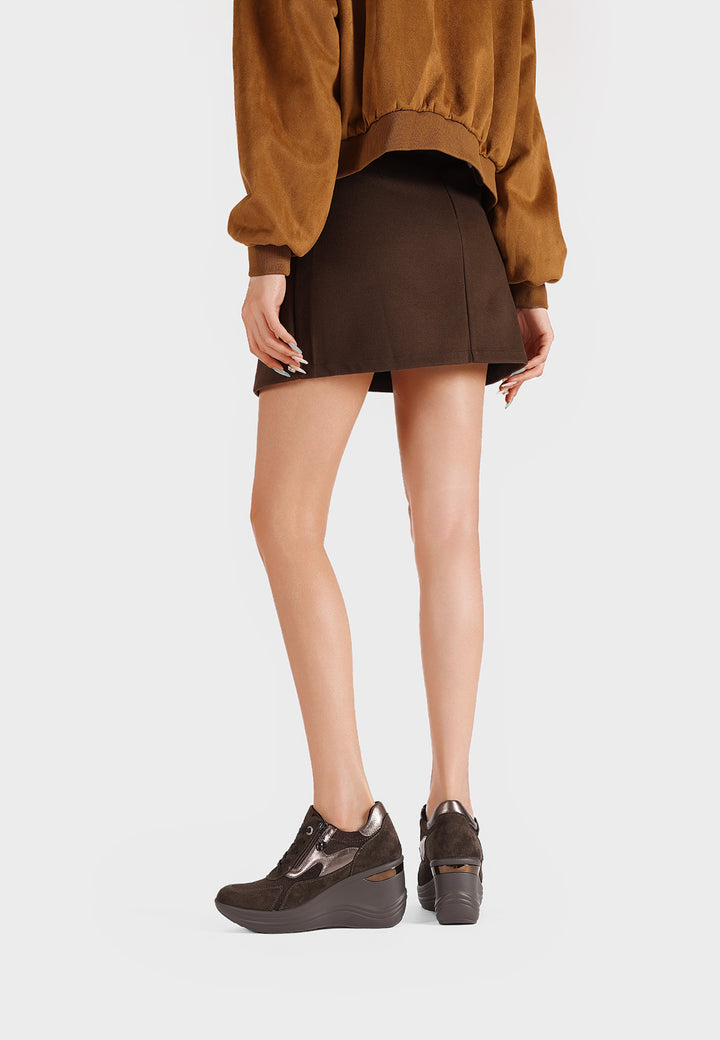 Sneakers da donna con zeppa alta, zip laterale e dettagli metallici
