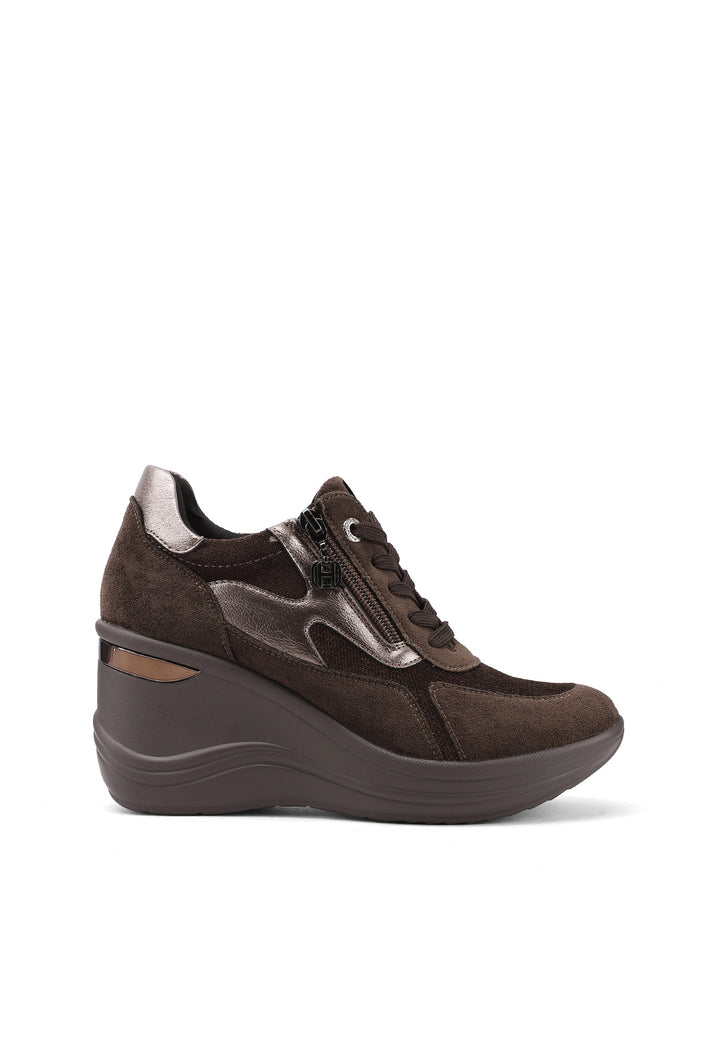 Sneakers da donna con zeppa alta, zip laterale e dettagli metallici