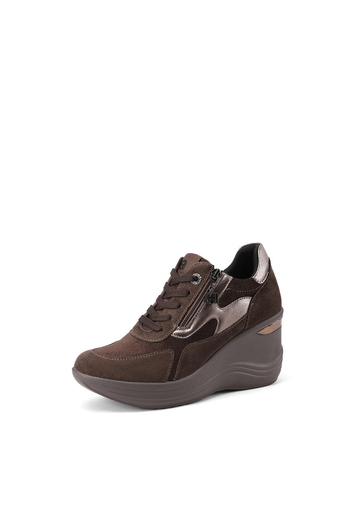 Sneakers da donna con zeppa alta, zip laterale e dettagli metallici