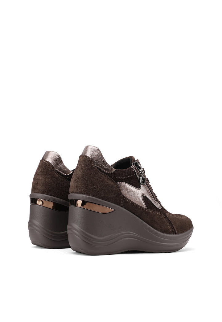 Sneakers da donna con zeppa alta, zip laterale e dettagli metallici