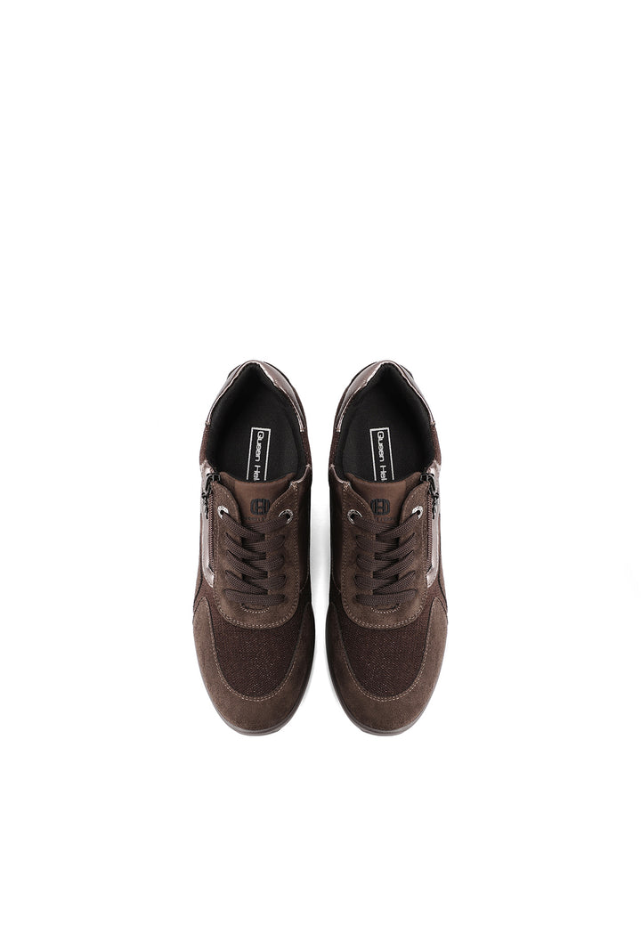 Sneakers da donna con zeppa alta, zip laterale e dettagli metallici