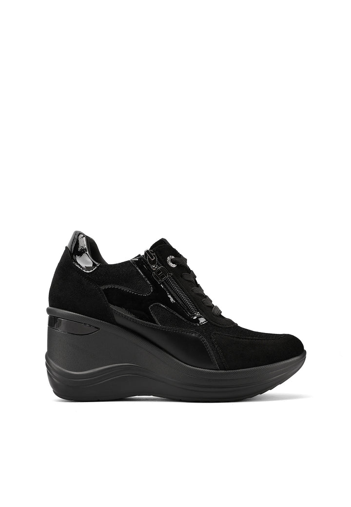 Sneakers da donna con zeppa alta, zip laterale e dettagli metallici