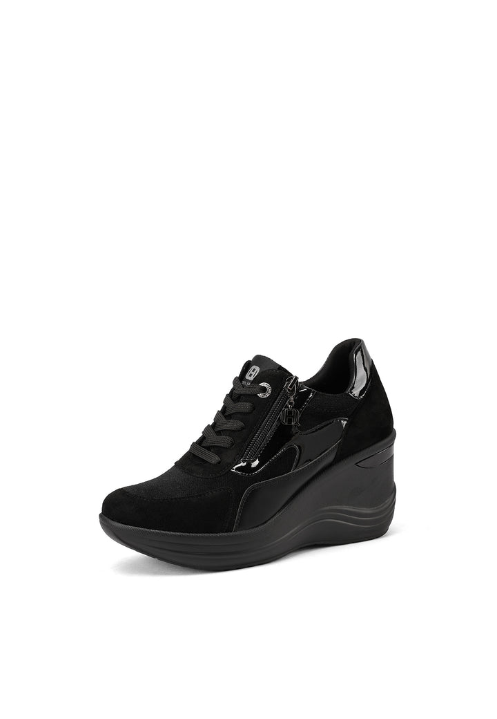 Sneakers da donna con zeppa alta, zip laterale e dettagli metallici