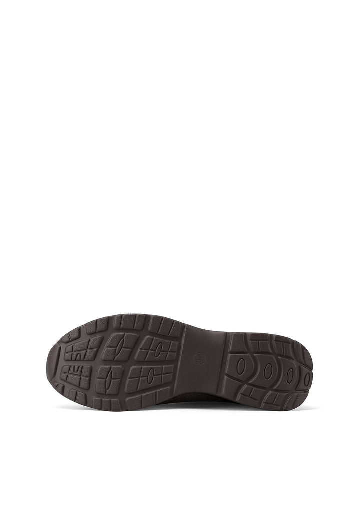 Sneakers da donna color bronzo con zeppa alta, zip laterale e dettagli luminosi