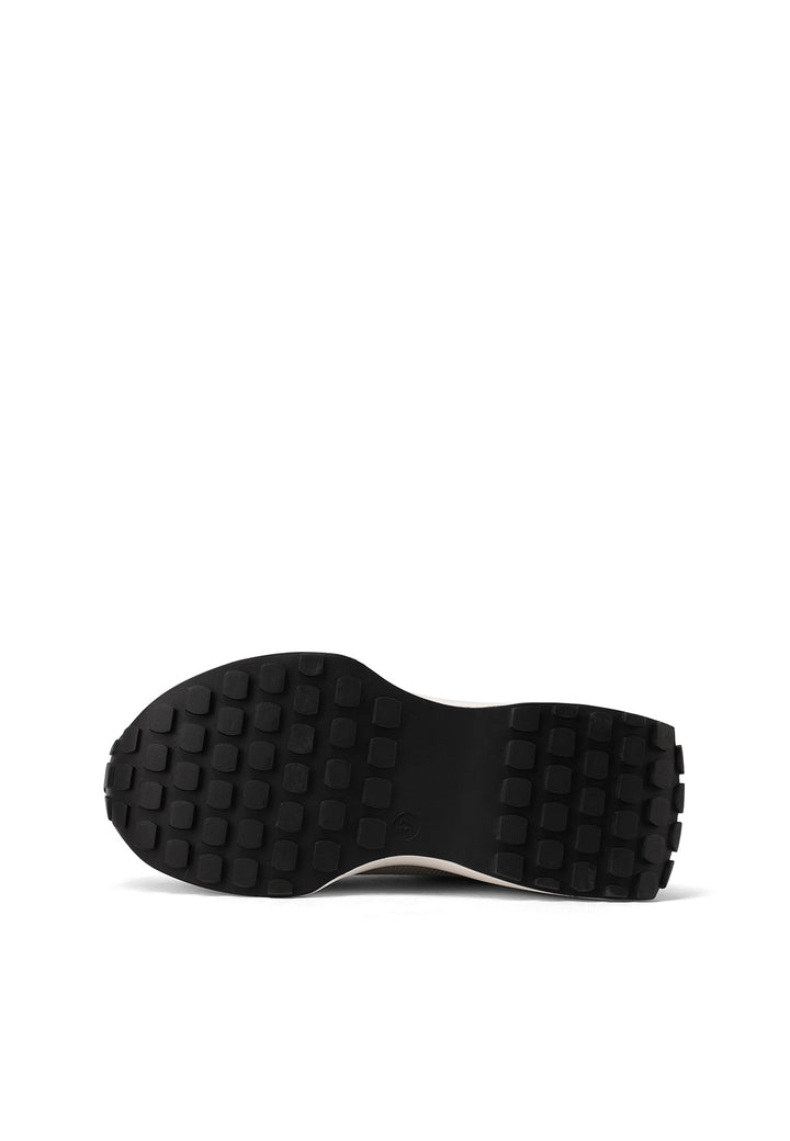 Sneakers da donna con zeppa alta e suola dentata, dettagli laminati su tomaia