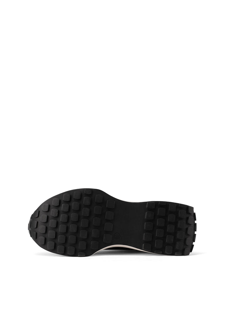 Sneakers da donna con zeppa alta e suola dentata, dettagli laminati su tomaia
