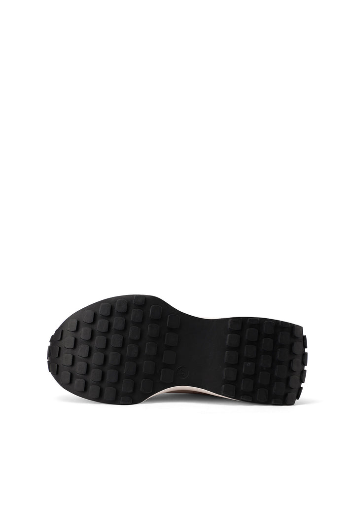 Sneakers da donna con zeppa alta e suola dentata, dettagli laminati su tomaia