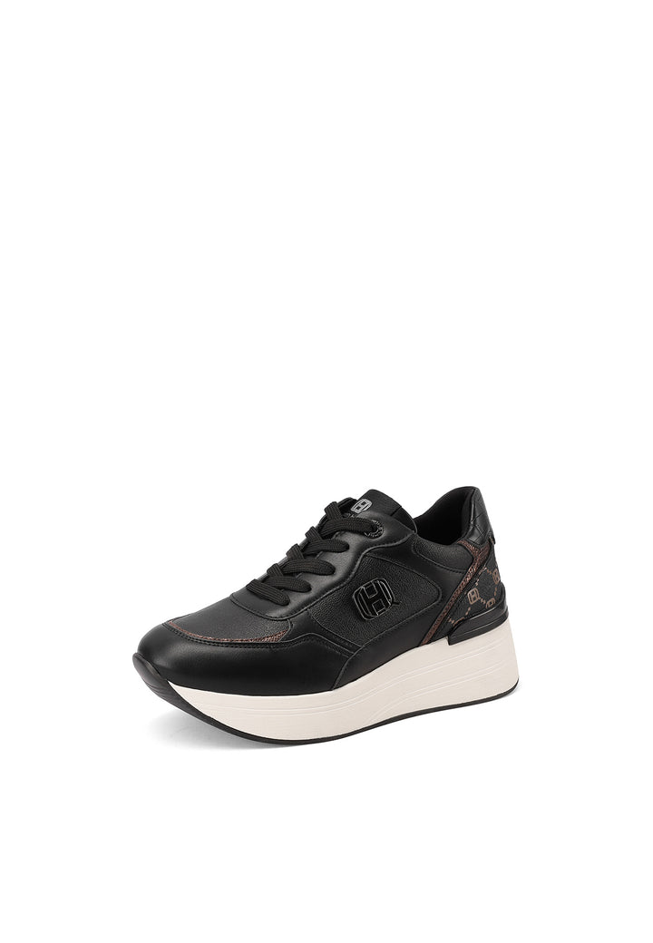 Sneakers da donna con zeppa alta, logo laterale e inserti a fantasia