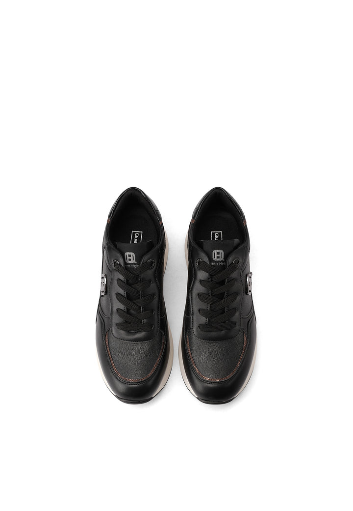 Sneakers da donna con zeppa alta, logo laterale e inserti a fantasia