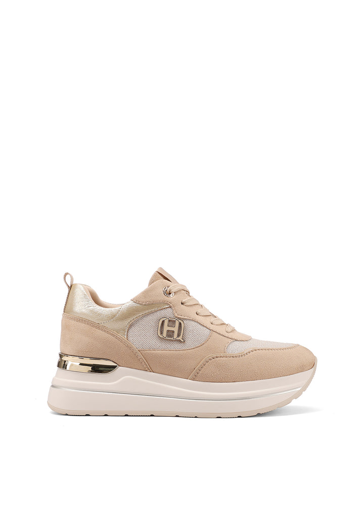 Sneakers da donna con zeppa media, logo laterale e dettaglio metallico
