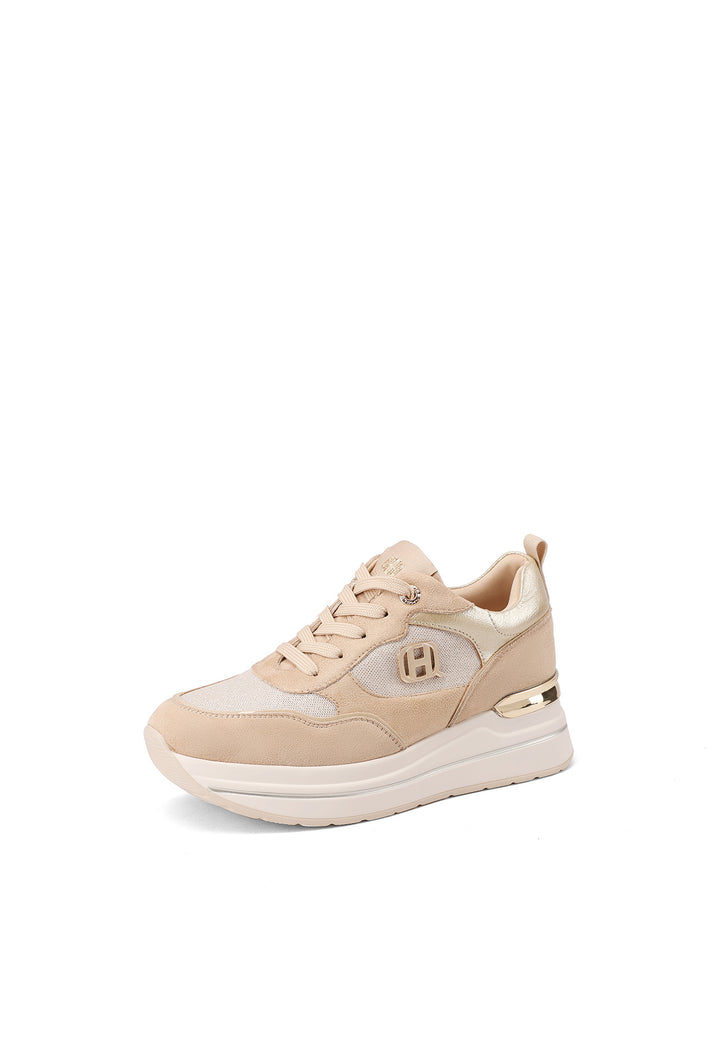 Sneakers da donna con zeppa media, logo laterale e dettaglio metallico