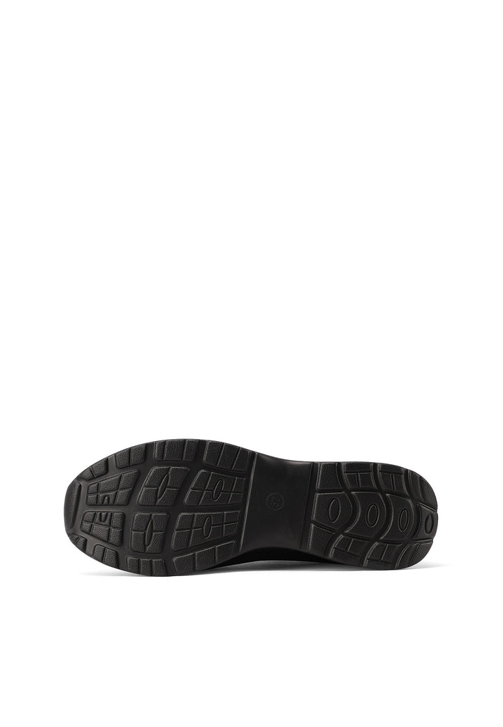 Sneakers da donna nere con zeppa in gomma e zip laterale, stile elegante