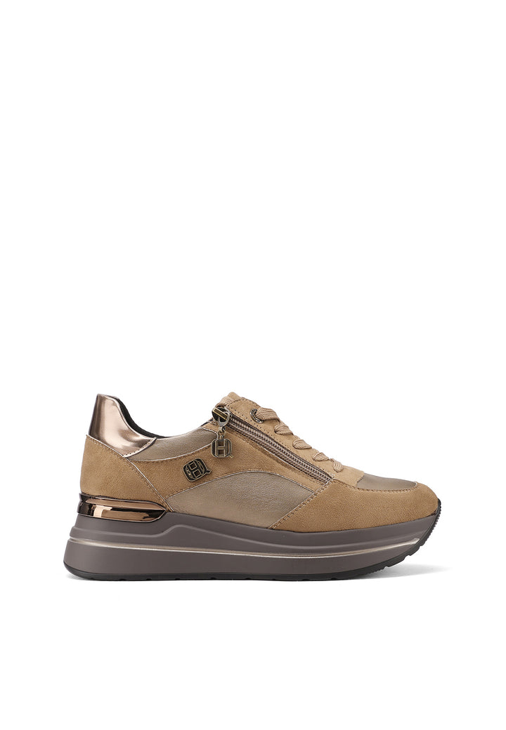 Sneakers da donna con zeppa, doppia zip laterale e dettagli metallici