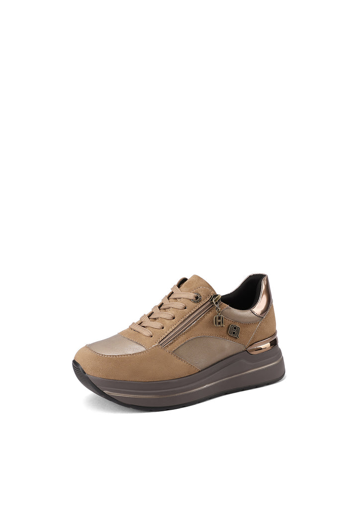 Sneakers da donna con zeppa, doppia zip laterale e dettagli metallici