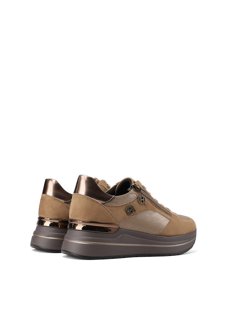 Sneakers da donna con zeppa, doppia zip laterale e dettagli metallici