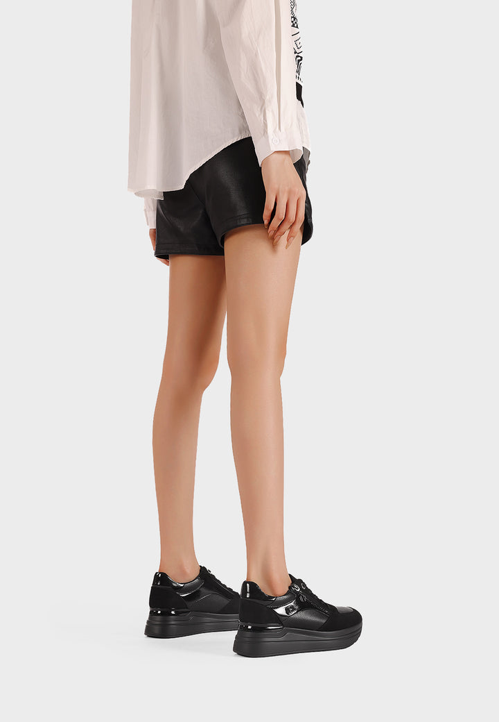 Sneakers da donna con zeppa, doppia zip laterale e dettagli metallici