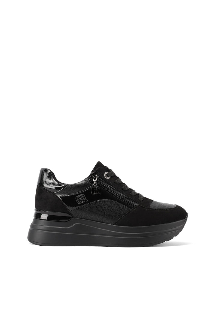 Sneakers da donna con zeppa, doppia zip laterale e dettagli metallici