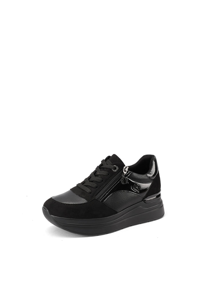 Sneakers da donna con zeppa, doppia zip laterale e dettagli metallici