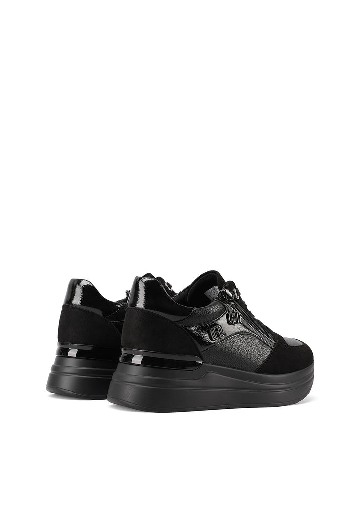 Sneakers da donna con zeppa, doppia zip laterale e dettagli metallici