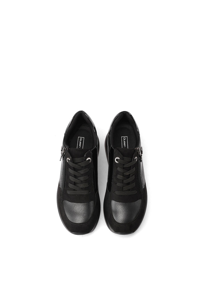 Sneakers da donna con zeppa, doppia zip laterale e dettagli metallici