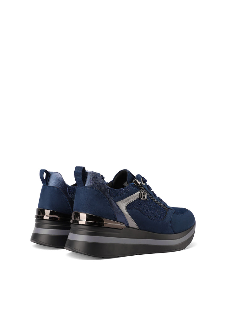 Sneakers eleganti e raffinate con cerniera e tacco alto in gomma