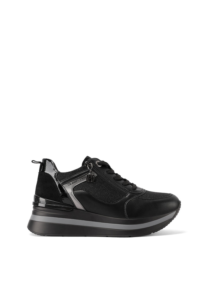 Sneakers eleganti e raffinate con cerniera e tacco alto in gomma