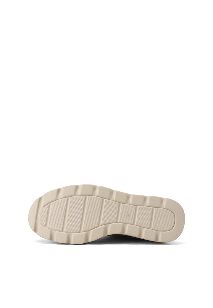 Sneakers platform beige da donna in ecopelle con suola alta