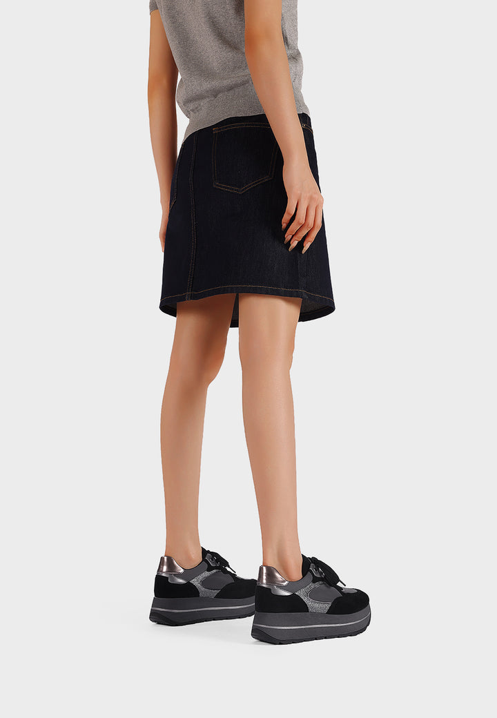 Sneakers da donna minimal in ecopelle e tessuto con suola platform