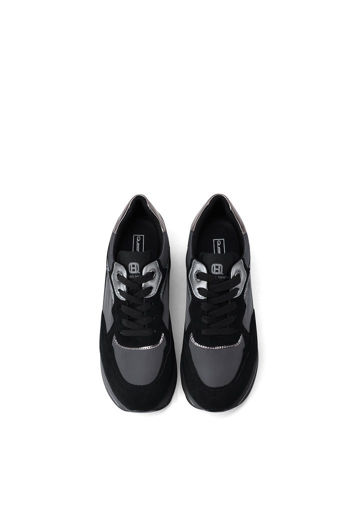 Sneakers da donna minimal in ecopelle e tessuto con suola platform