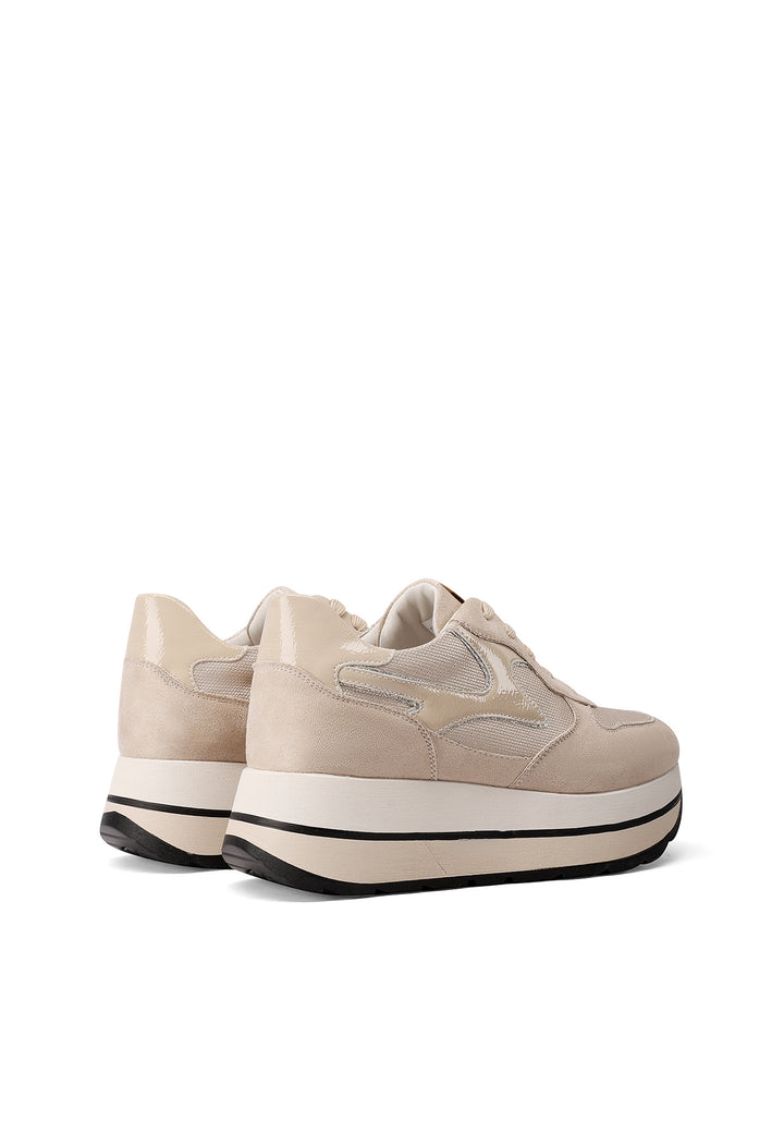 Sneakers platform da donna in tessuto con suola alta in gomma