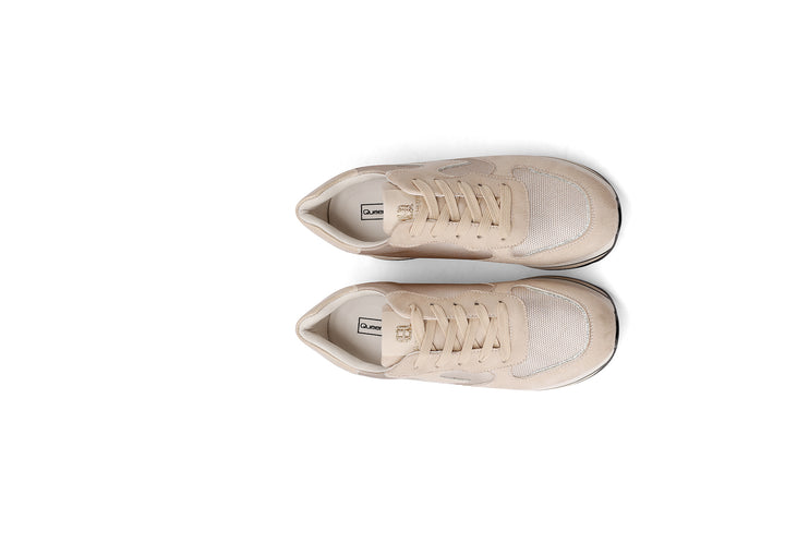 Sneakers platform da donna in tessuto con suola alta in gomma
