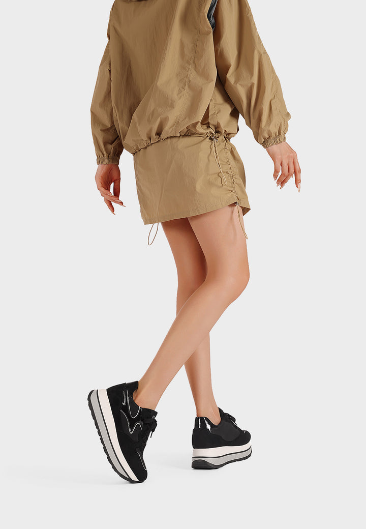 Sneakers platform da donna in tessuto con suola alta in gomma
