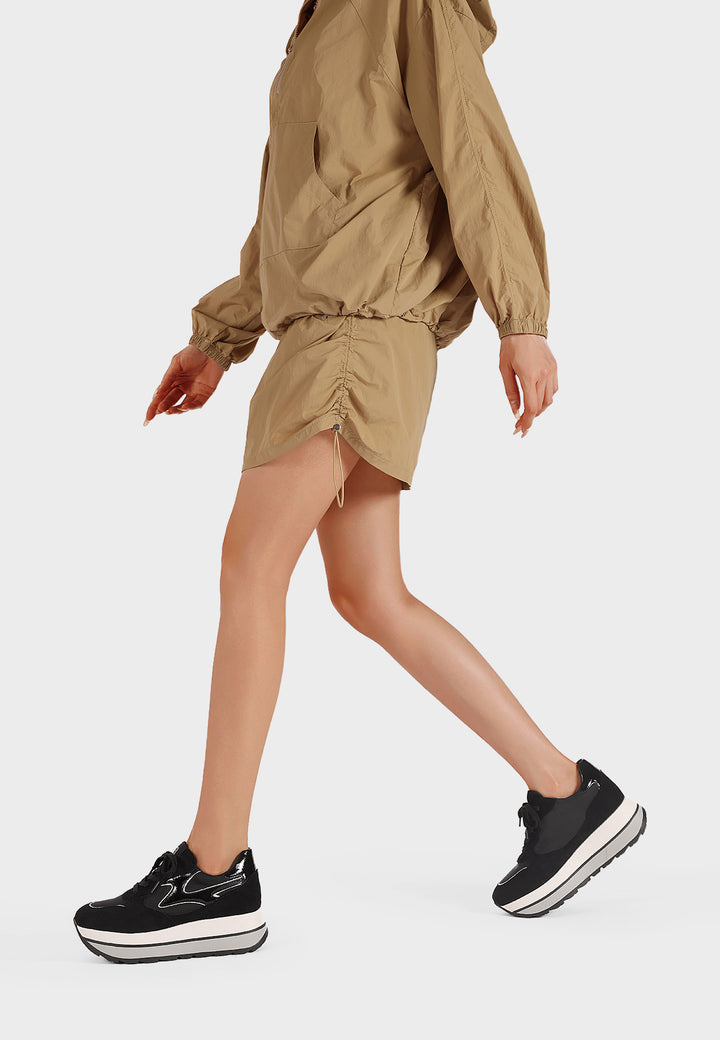 Sneakers platform da donna in tessuto con suola alta in gomma