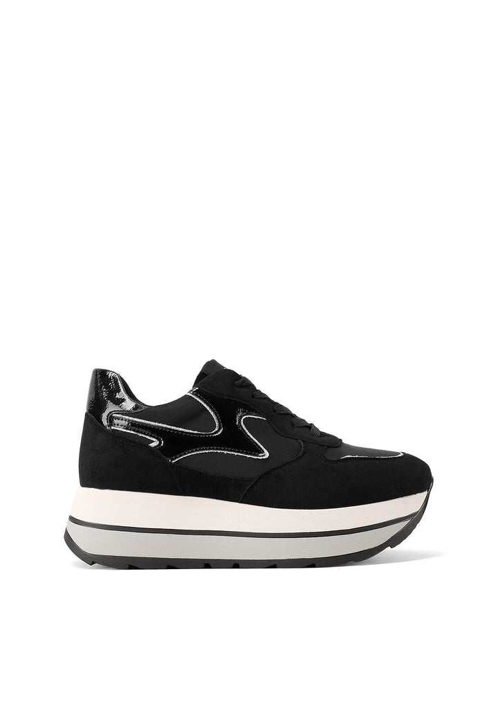 Sneakers platform da donna in tessuto con suola alta in gomma