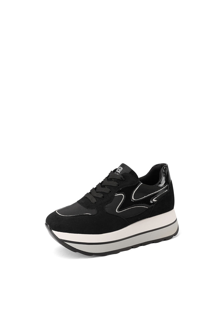Sneakers platform da donna in tessuto con suola alta in gomma