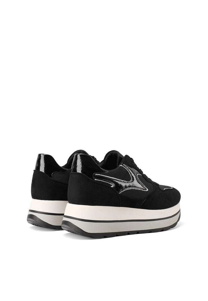 Sneakers platform da donna in tessuto con suola alta in gomma