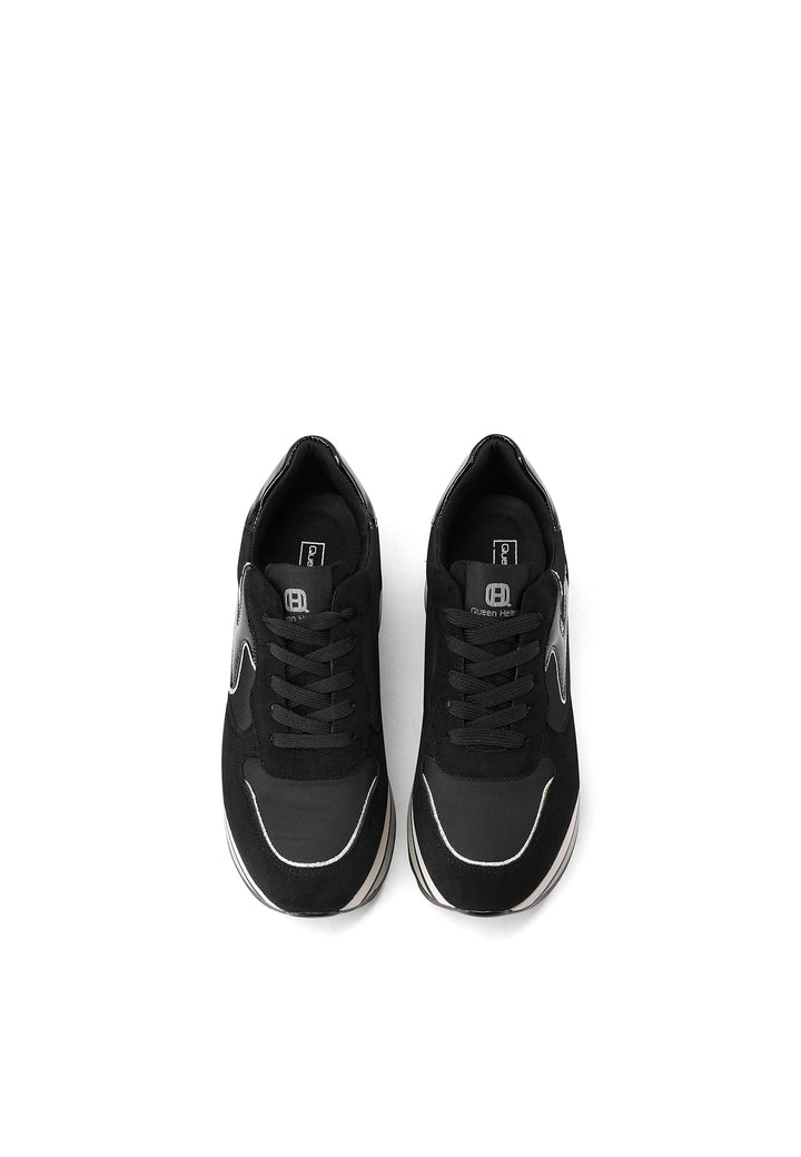 Sneakers platform da donna in tessuto con suola alta in gomma