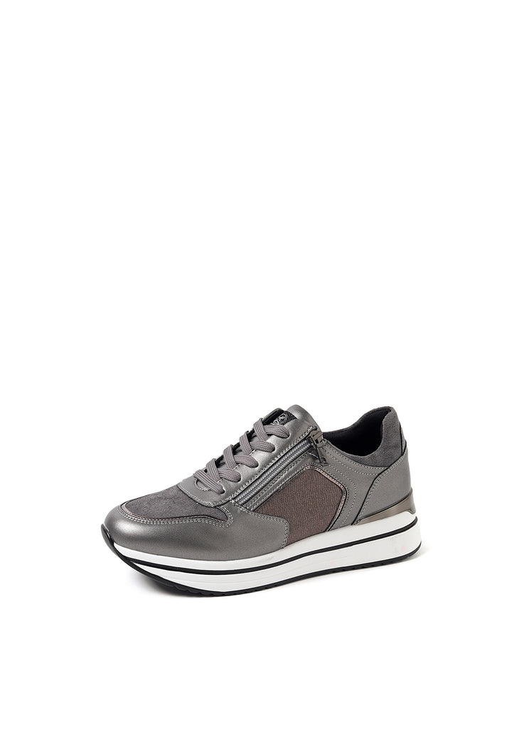 sneakers stringate con platform e chiusura lampo colore grigio