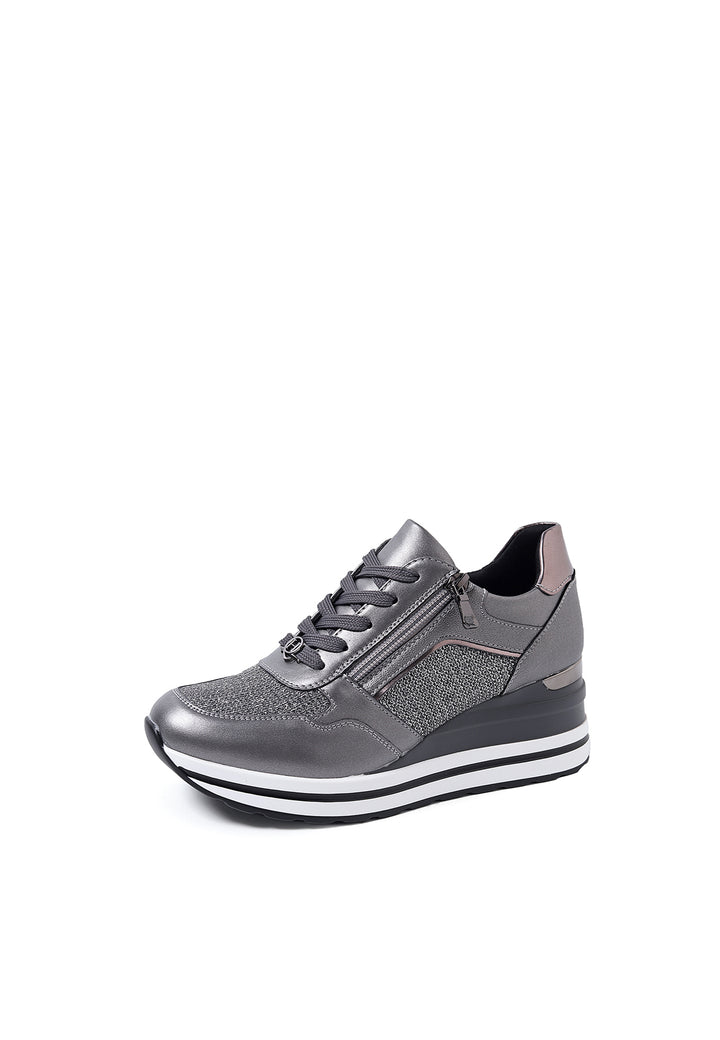 sneakers stringate donna colore grigio platform e zip