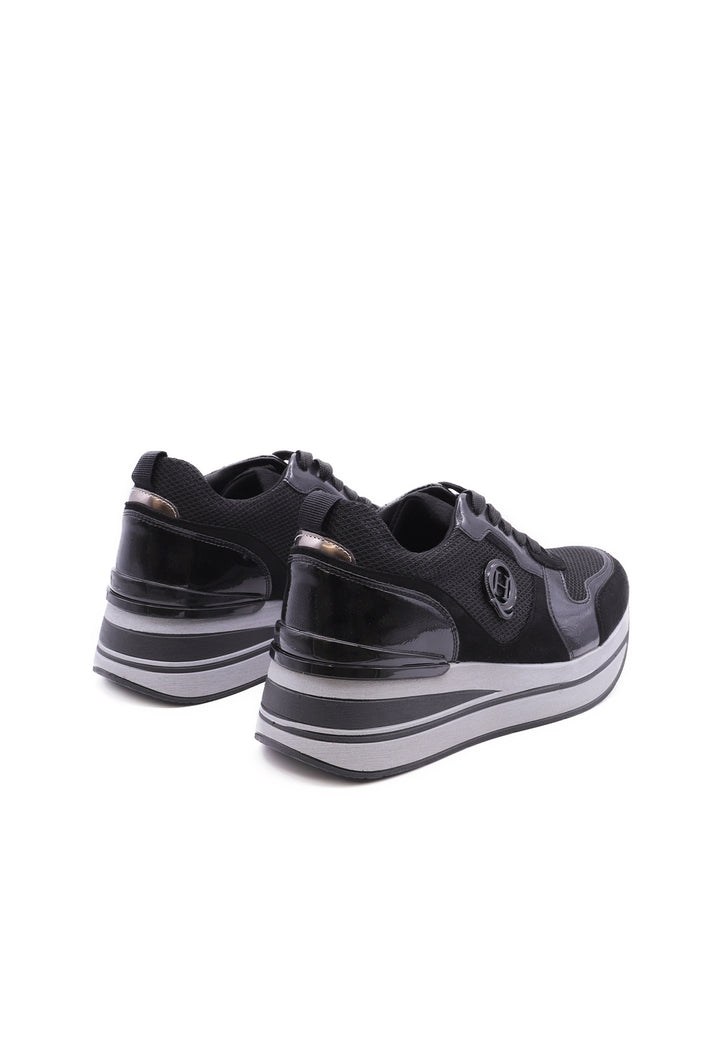 sneakers con platform da donna colore nero con logo laterale