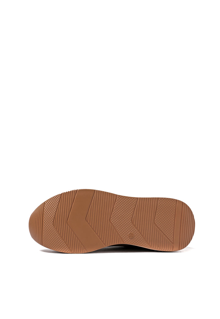 sneakers con platform da donna colore marrone con logo laterale